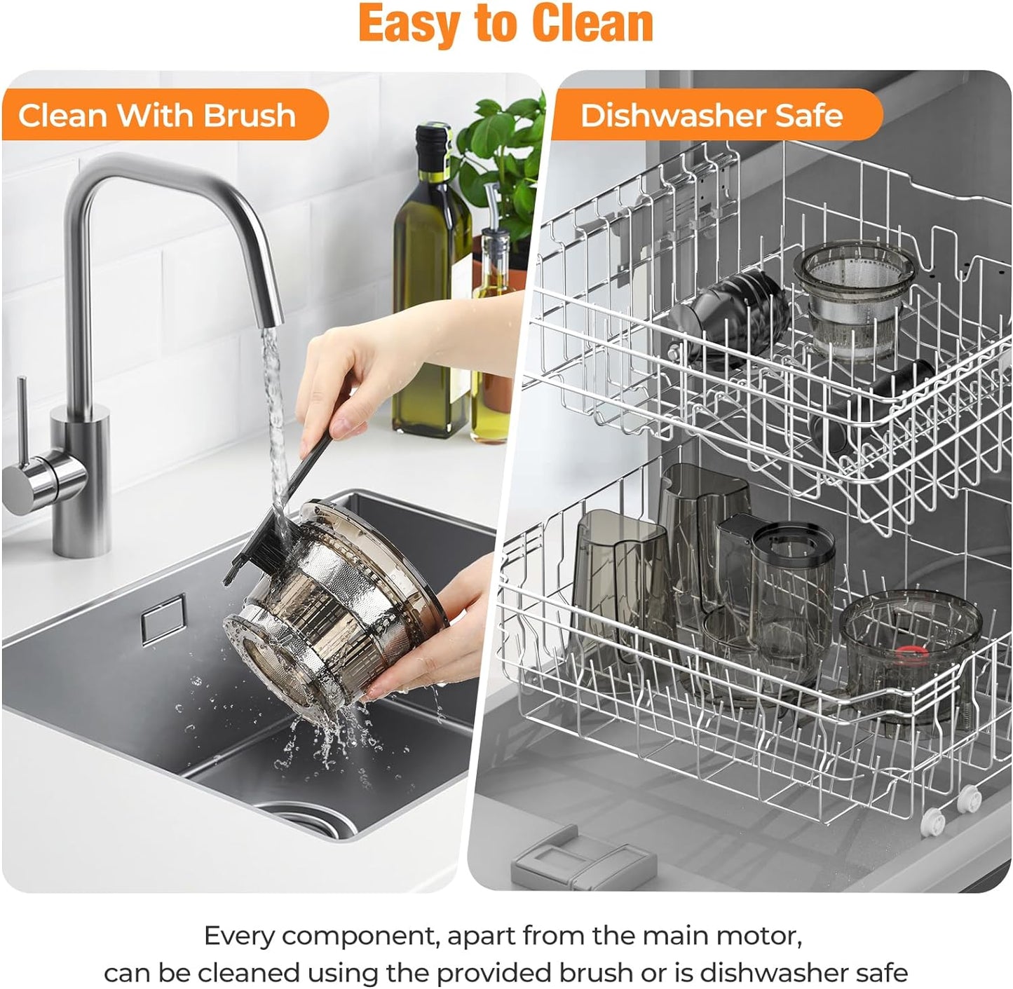 Cold Press Slow Masticating Juicer: Powerful Cold Pressed Juicer Machines Easy To Clean For Vegetable and Fruit, Grey